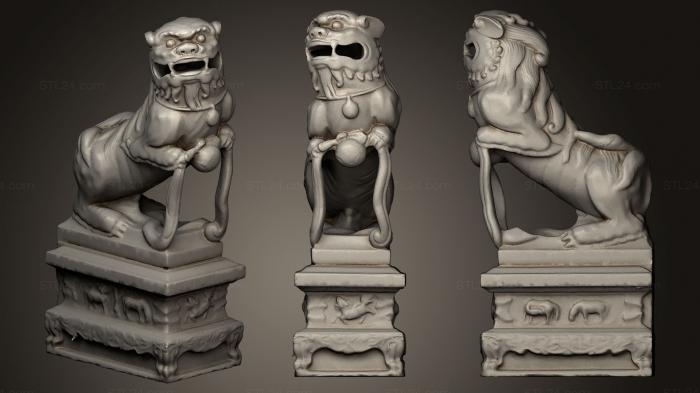 Статуэтки львы тигры сфинксы (Статуя Льва013 М, STKL_0234) 3D модель для ЧПУ станка